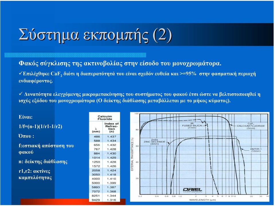 υνατότητα ελεγχόµενης µικροµετακίνησης του συστήµατος του φακού έτσι ώστε να βελτιστοποιηθεί η ισχύς εξόδου του