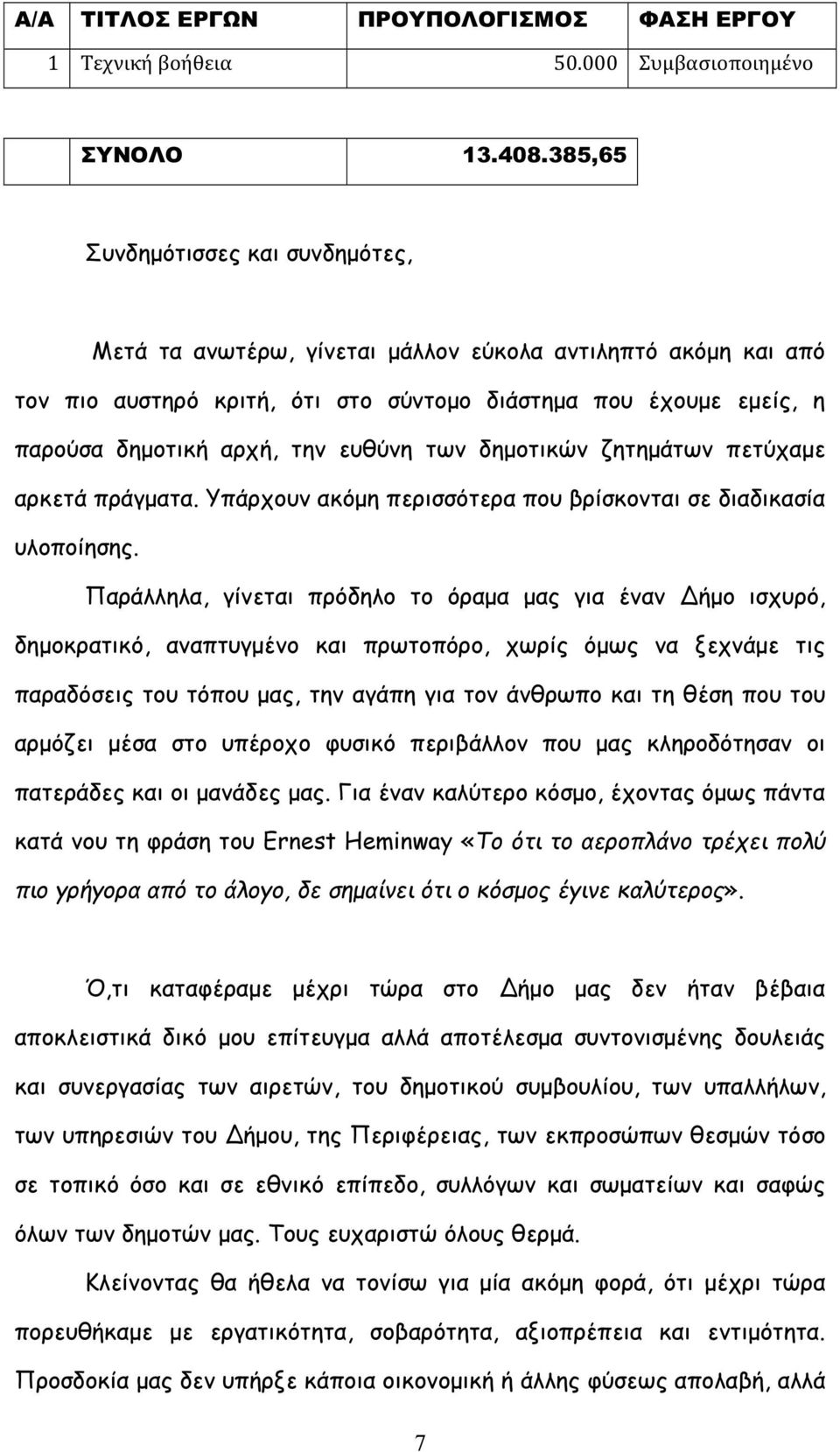 ευθύνη των δημοτικών ζητημάτων πετύχαμε αρκετά πράγματα. Υπάρχουν ακόμη περισσότερα που βρίσκονται σε διαδικασία υλοποίησης.