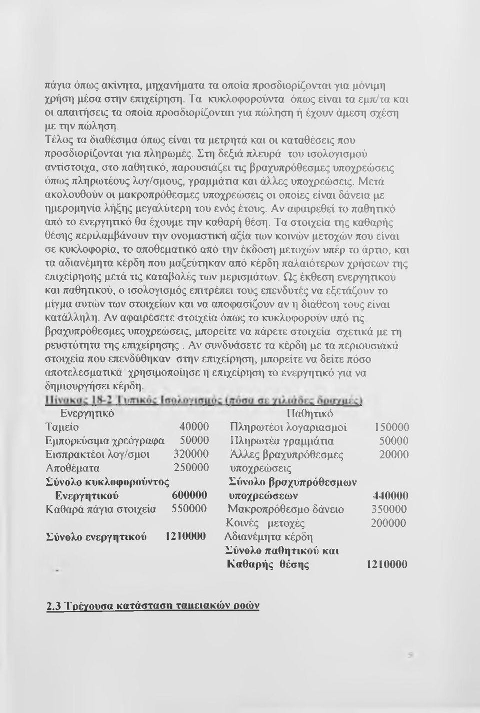 Τέλος τα διαθέσιμα όπως είναι τα μετρητά και οι καταθέσεις που προσδιορίζονται για πληρωμές.