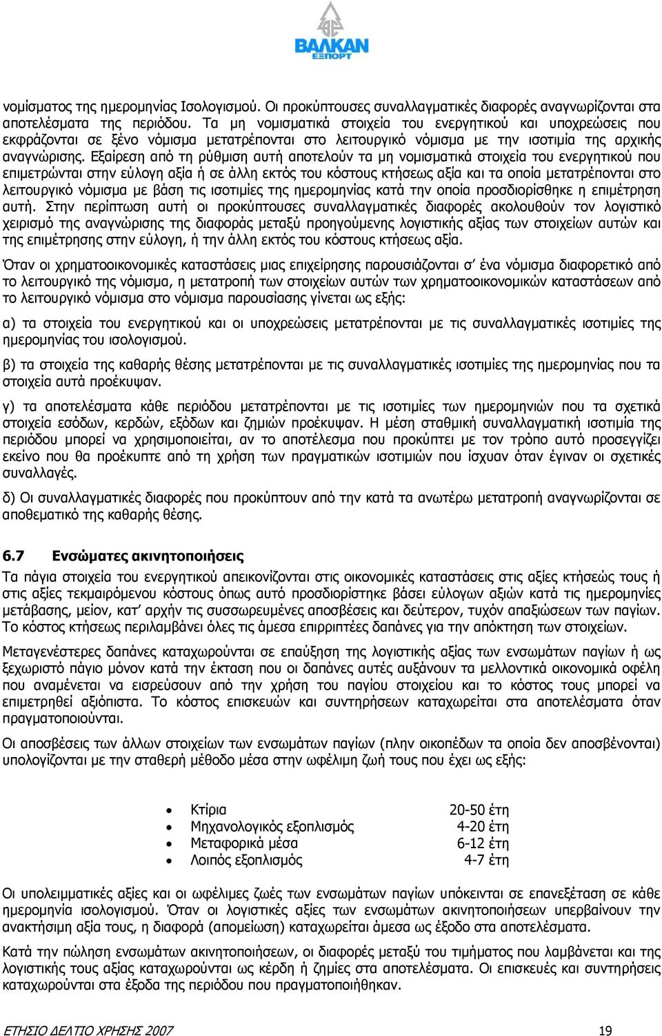 Εξαίρεση από τη ρύθμιση αυτή αποτελούν τα μη νομισματικά στοιχεία του ενεργητικού που επιμετρώνται στην εύλογη αξία ή σε άλλη εκτός του κόστους κτήσεως αξία και τα οποία μετατρέπονται στο λειτουργικό