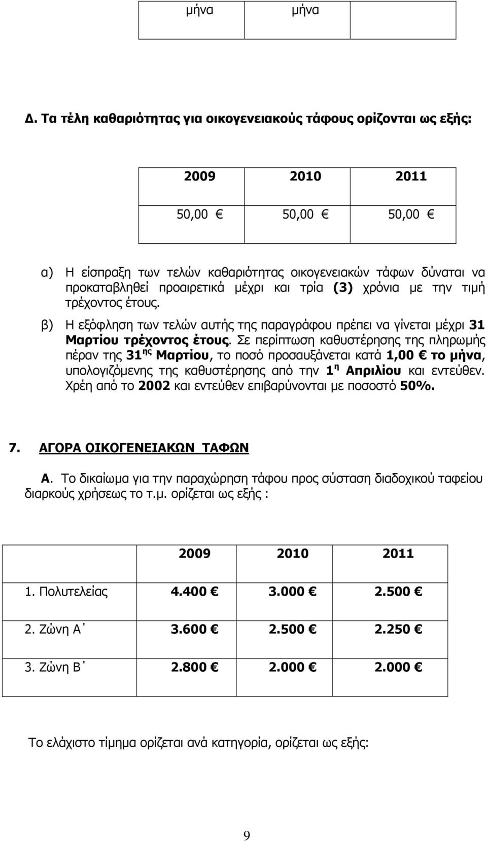 Σε περίπτωση καθυστέρησης της πληρωμής πέραν της 31 ης Μαρτίου, το ποσό προσαυξάνεται κατά 1,00 το, υπολογιζόμενης της καθυστέρησης από την 1 η Απριλίου και εντεύθεν.