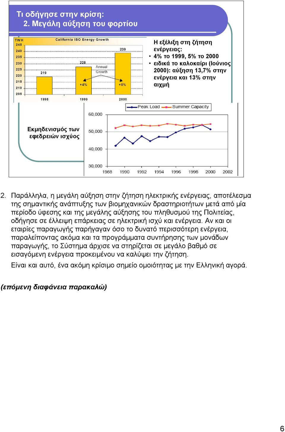 2. Παράλληλα, η μεγάλη αύξηση στην ζήτηση ηλεκτρικής ενέργειας, αποτέλεσμα της σημαντικής ανάπτυξης των βιομηχανικών δραστηριοτήτων μετά από μία περίοδο ύφεσης και της μεγάλης αύξησης του πληθυσμού