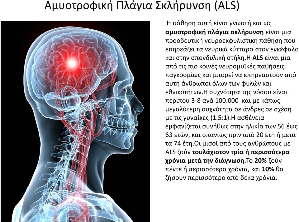 η συχνότητα της νόσου είναι περίπου 3-8 ανά 100.000 και με κάπως μεγαλύτερη συχνότητα σε άνδρες σε σχέση με τις γυναίκες (1.5:1).