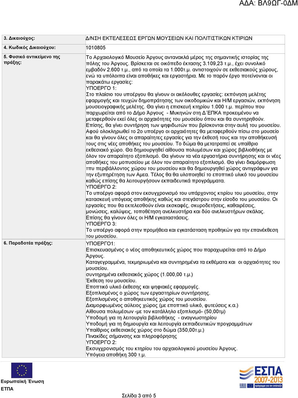 μ., από τα οποία τα 1.000τ.μ. αντιστοιχούν σε εκθεσιακούς χώρους, ενώ τα υπόλοιπα είναι αποθήκες και εργαστήρια.