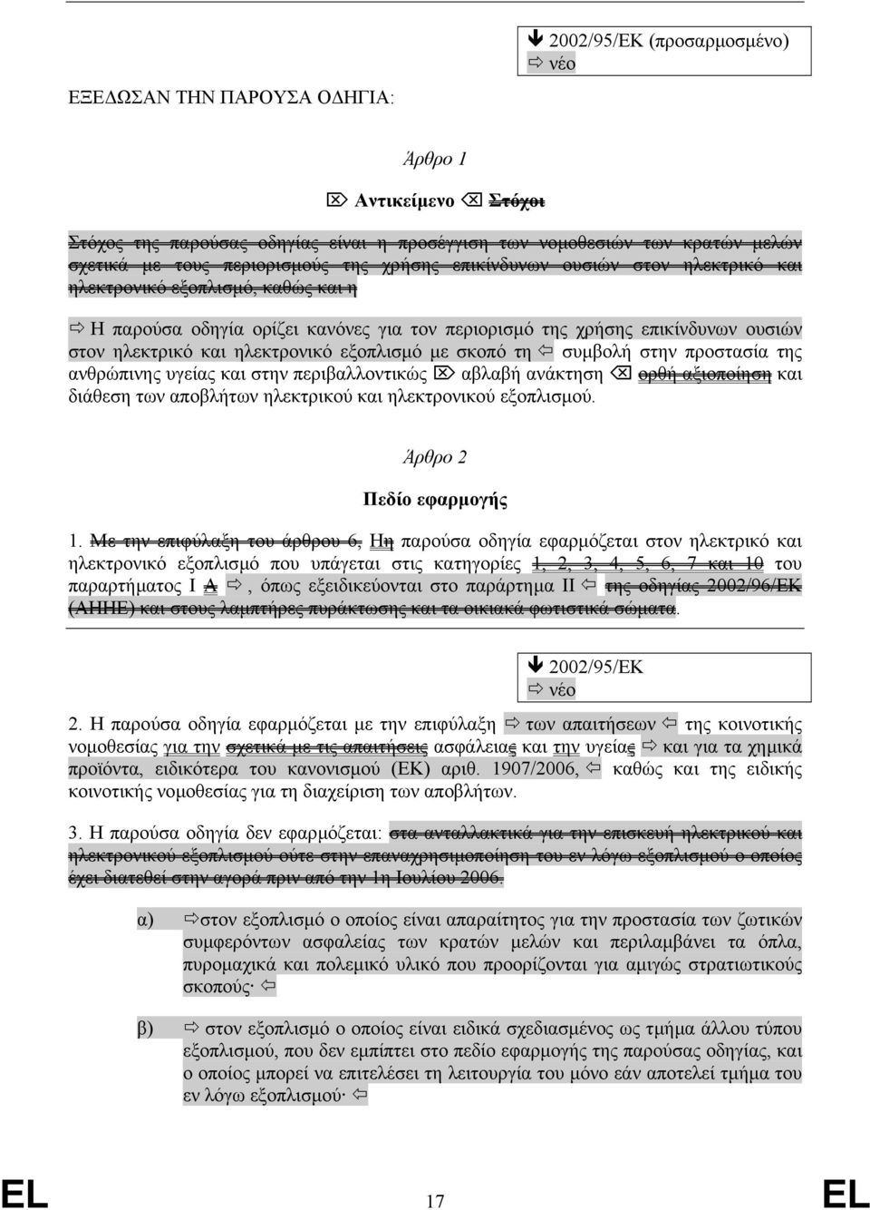 εξοπλισµό µε σκοπό τη συµβολή στην προστασία της ανθρώπινης υγείας και στην περιβαλλοντικώς αβλαβή ανάκτηση ορθή αξιοποίηση και διάθεση των αποβλήτων ηλεκτρικού και ηλεκτρονικού εξοπλισµού.