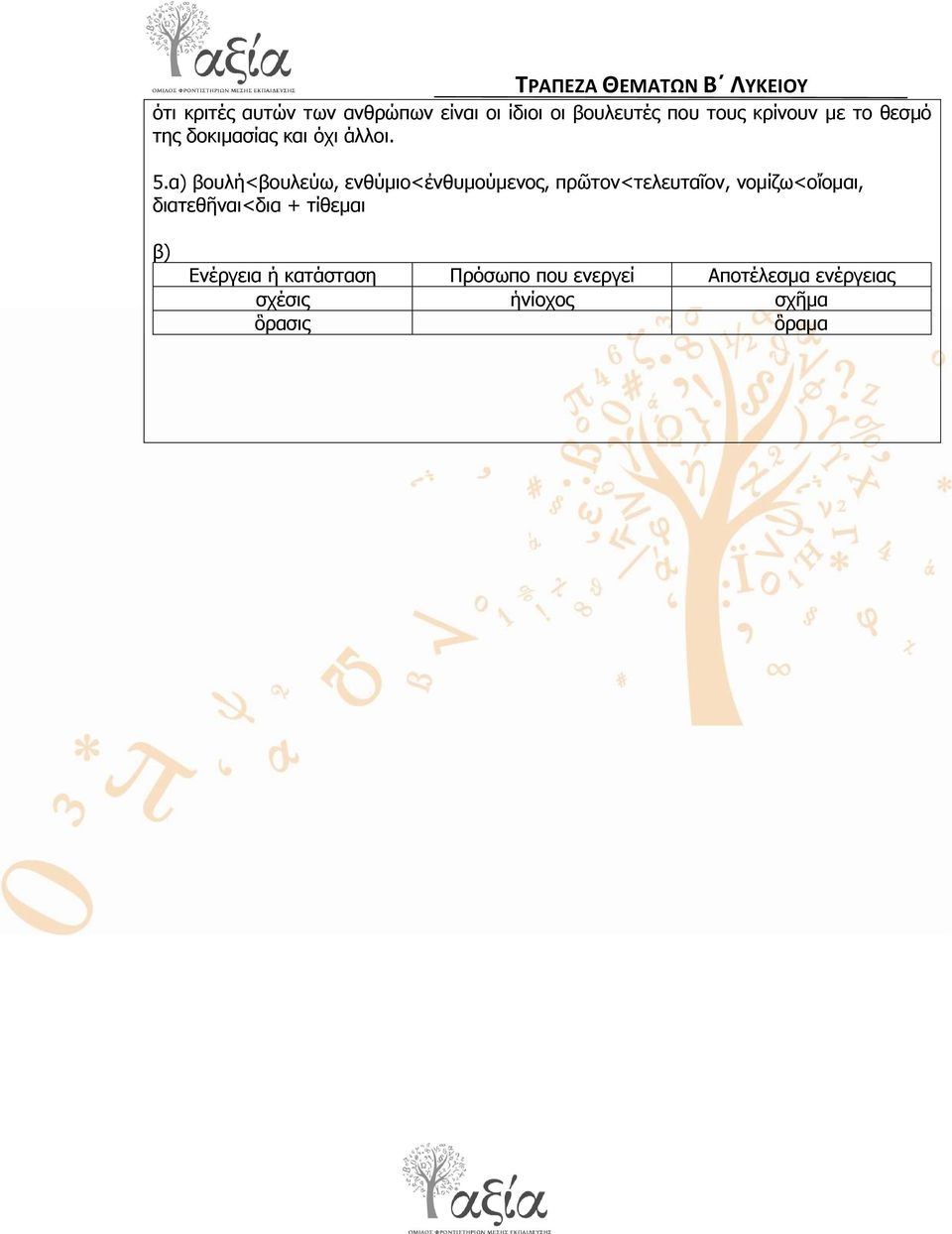 α) βνπιή<βνπιεύσ, ελζύκην<ἐλζπκνύκελνο, πξῶηνλ<ηειεπηαῖνλ, λνκίδσ<νἴνκαη,