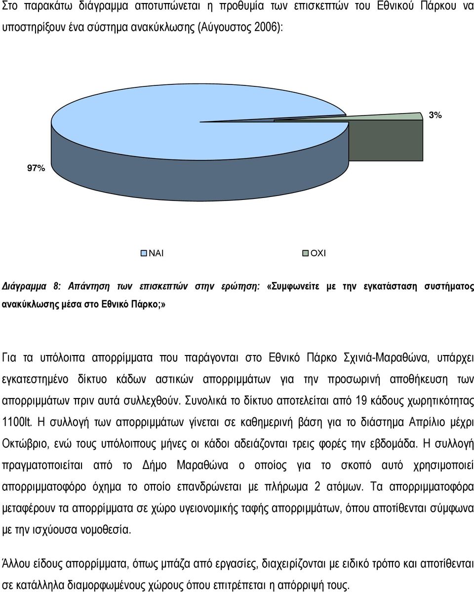 αστικών απορριμμάτων για την προσωρινή αποθήκευση των απορριμμάτων πριν αυτά συλλεχθούν. Συνολικά το δίκτυο αποτελείται από 19 κάδους χωρητικότητας 1100lt.