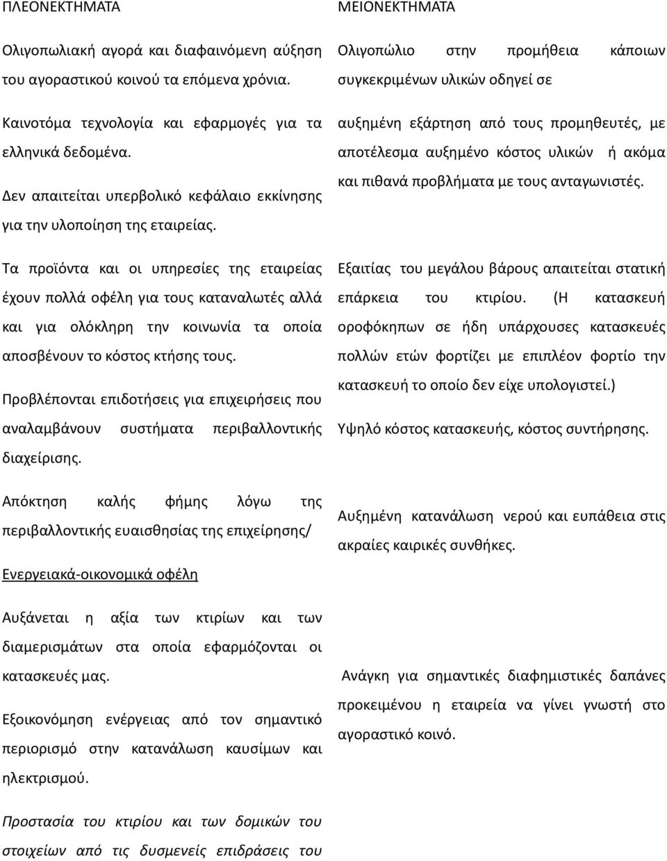 Τα προϊόντα και οι υπηρεσίες της εταιρείας έχουν πολλά οφέλη για τους καταναλωτές αλλά και για ολόκληρη την κοινωνία τα οποία αποσβένουν το κόστος κτήσης τους.