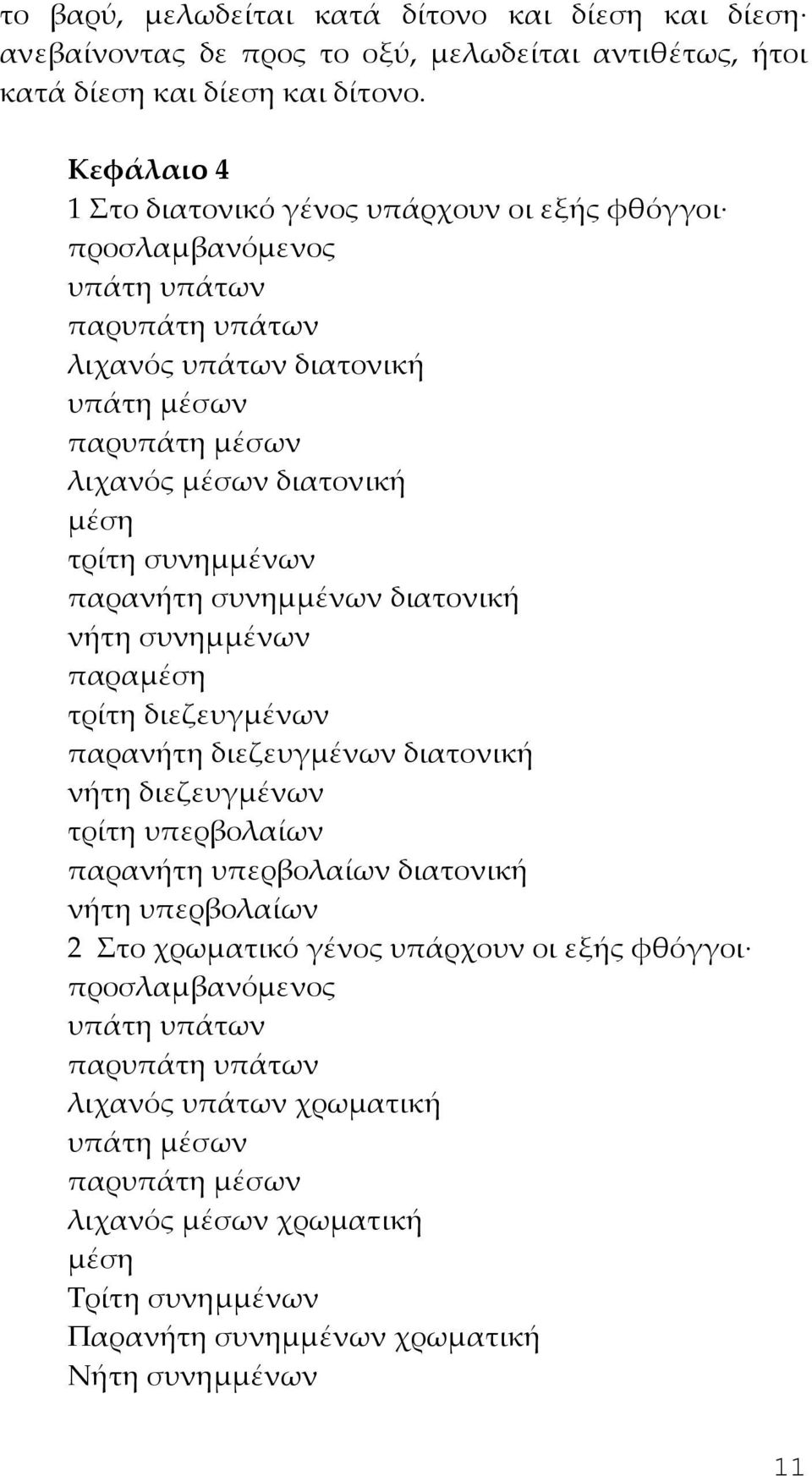 συνημμένων παρανήτη συνημμένων διατονική νήτη συνημμένων παραμέση τρίτη διεζευγμένων παρανήτη διεζευγμένων διατονική νήτη διεζευγμένων τρίτη υπερβολαίων παρανήτη υπερβολαίων διατονική νήτη