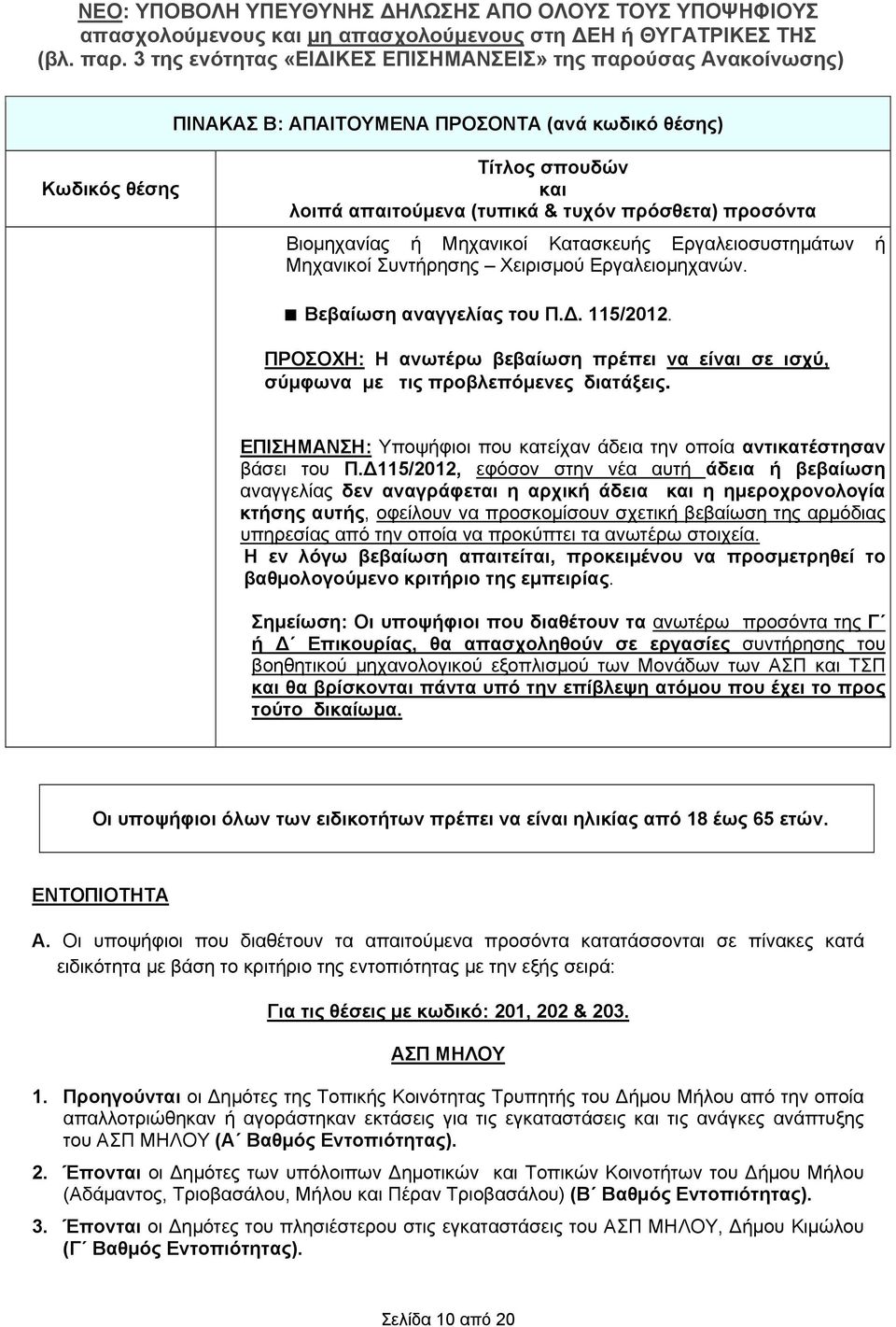 ΠΡΟΣΟΧΗ: Η ανωτέρω βεβαίωση πρέπει να είναι σε ισχύ, σύμφωνα με τις προβλεπόμενες διατάξεις. ΕΠΙΣΗΜΑΝΣΗ: Υποψήφιοι που κατείχαν άδεια την οποία αντικατέστησαν βάσει του Π.