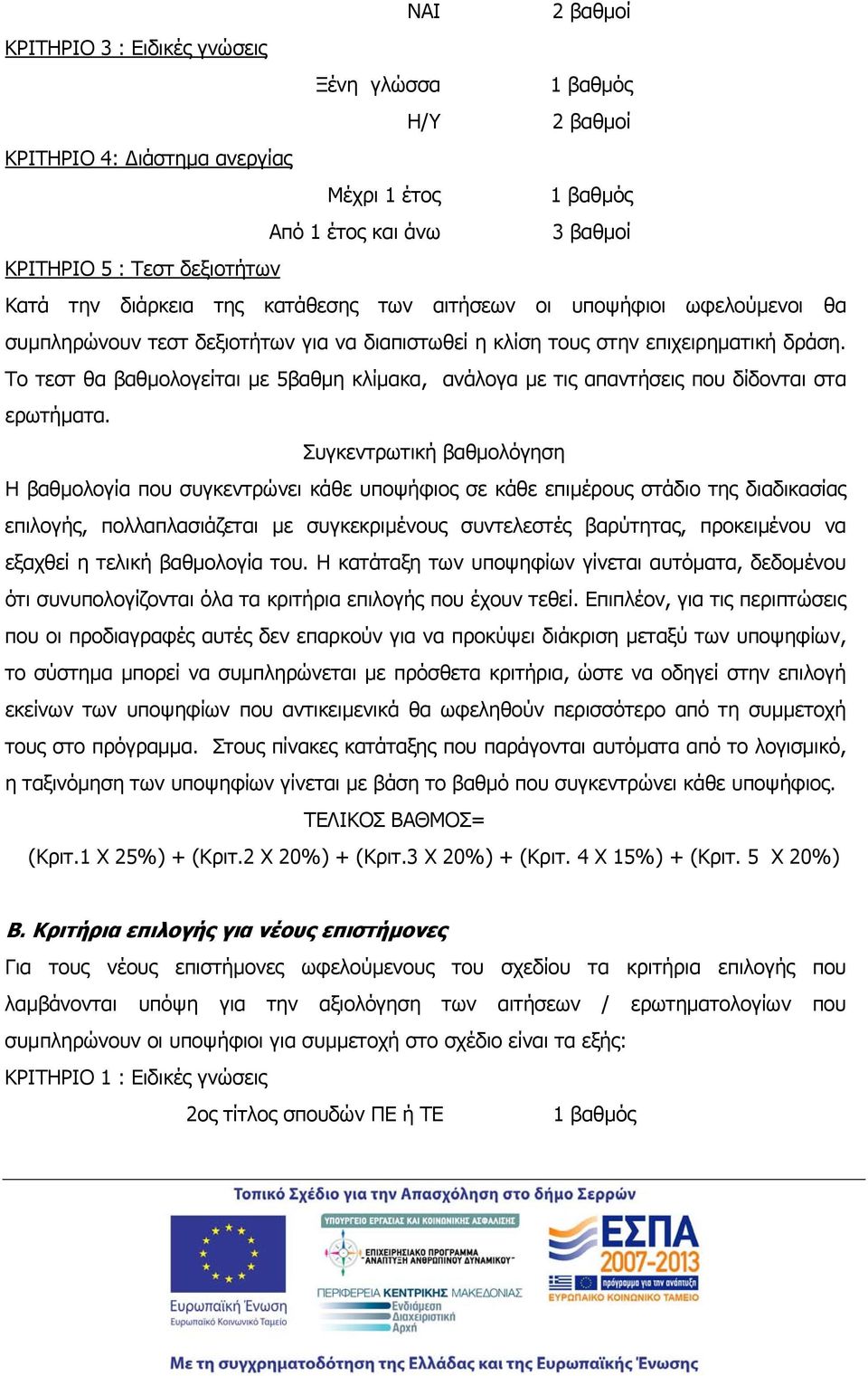 Το τεστ θα βαθμολογείται με 5βαθμη κλίμακα, ανάλογα με τις απαντήσεις που δίδονται στα ερωτήματα.