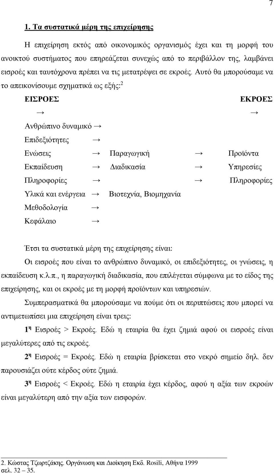 Αυτό θα μπορούσαμε να το απεικονίσουμε σχηματικά ως εξής: 2 ΕΙΣΡΟΕΣ ΕΚΡΟΕΣ Ανθρώπινο δυναμικό Επιδεξιότητες Ενώσεις Παραγωγική Προϊόντα Εκπαίδευση Διαδικασία Υπηρεσίες Πληροφορίες Πληροφορίες Υλικά