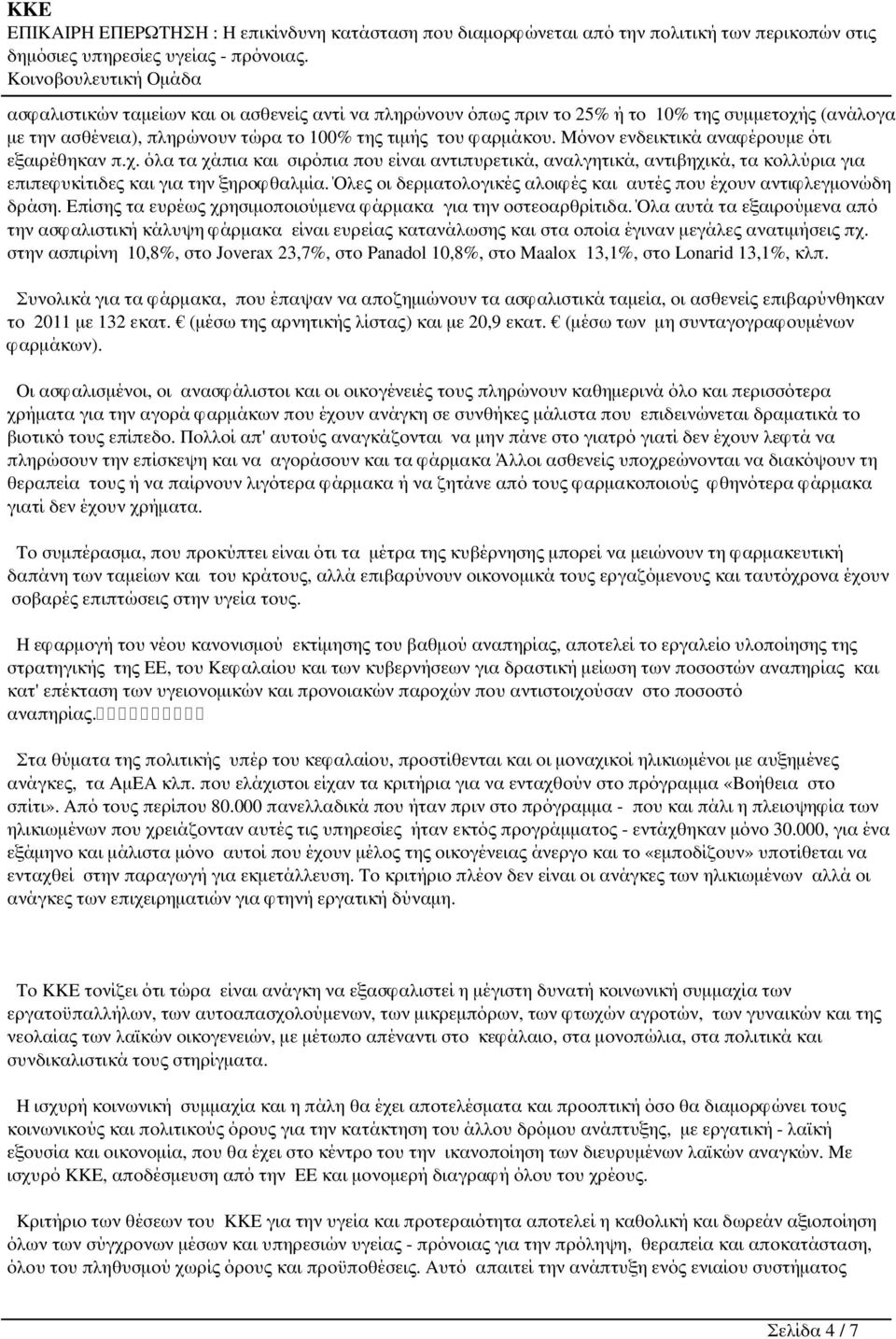 Όλες οι δερματολογικές αλοιφές και αυτές που έχουν αντιφλεγμονώδη δράση. Επίσης τα ευρέως χρησιμοποιούμενα φάρμακα για την οστεοαρθρίτιδα.