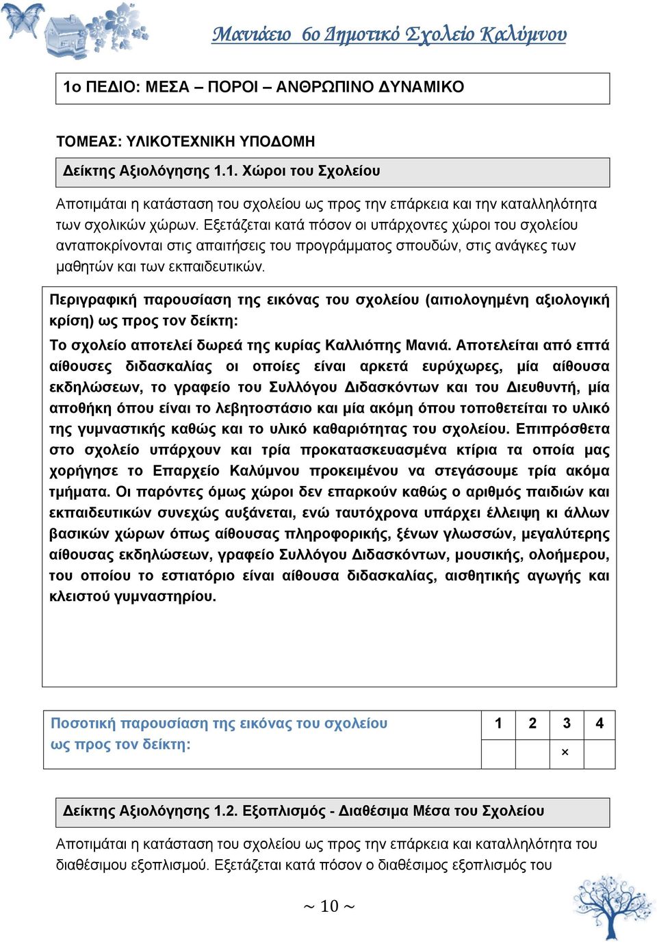 Το σχολείο αποτελεί δωρεά της κυρίας Καλλιόπης Μανιά.