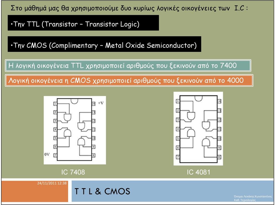 Semiconductor) Η λογική οικογένεια TTL χρησιμοποιεί αριθμούς που ξεκινούν από το 7400