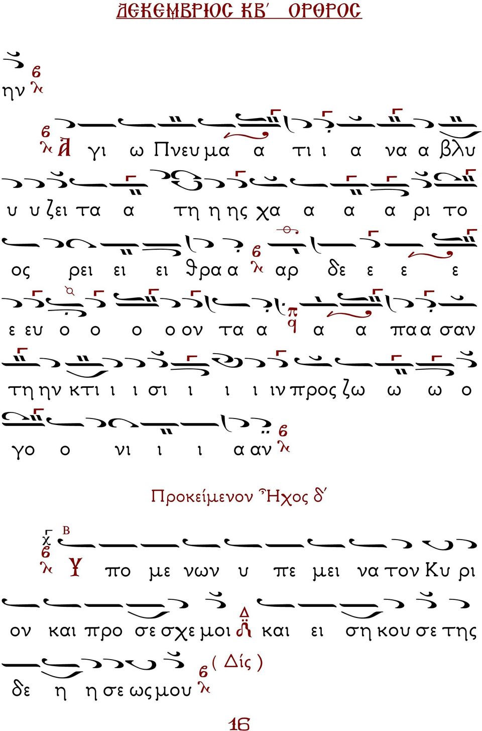 σι ι ι ι ιν προς ζω ω ω ο γο ο νι ι ι α αν ροκείµενον Ἦχος δ Υ πο µε νων υ πε