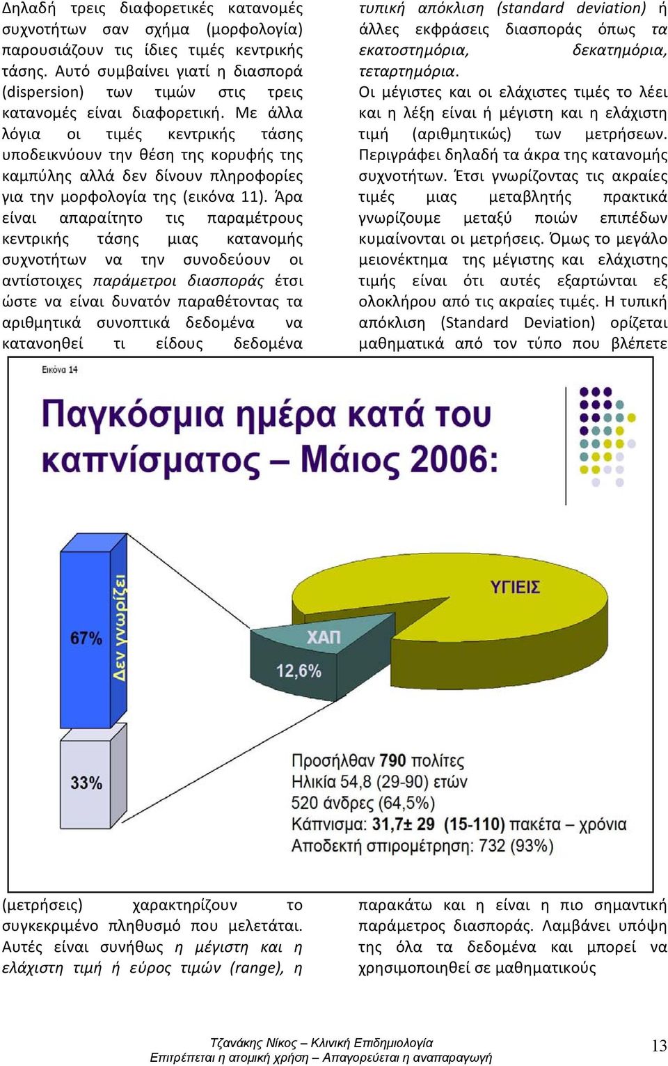 Με άλλα λόγια οι τιμές κεντρικής τάσης υποδεικνύουν την θέση της κορυφής της καμπύλης αλλά δεν δίνουν πληροφορίες για την μορφολογία της (εικόνα 11).