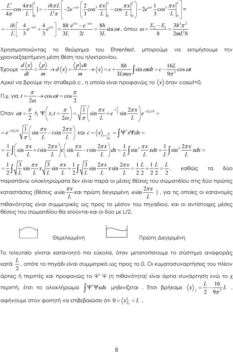 ω π π πx i πx iet Όταν ω t ή xt, sin e sin e ω π e ie t/ sin x isin x π π και π c x π x dx t ω / πx πx πx πx πx πx sin isin x sin isin dx sin xdx sin xdx 3 3 3 sin πx x sin πx sin πx xsin πx, καθώς