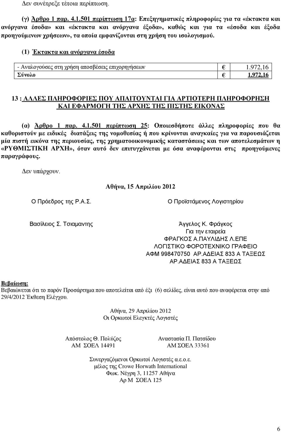 501 περίπτωση 17α: Επεξηγηματικές πληροφορίες για τα «έκτακτα και ανόργανα έσοδα» και «έκτακτα και ανόργανα έξοδα», καθώς και για τα «έσοδα και έξοδα προηγούμενων χρήσεων», τα οποία εμφανίζονται στη