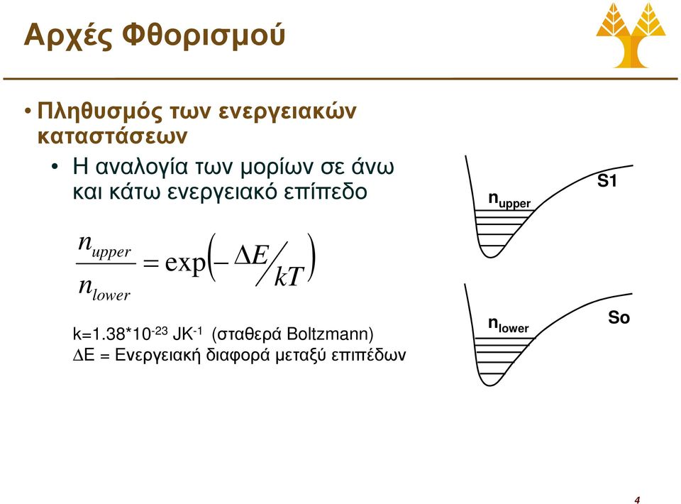 upper lower = exp ( E ) kt k=1.