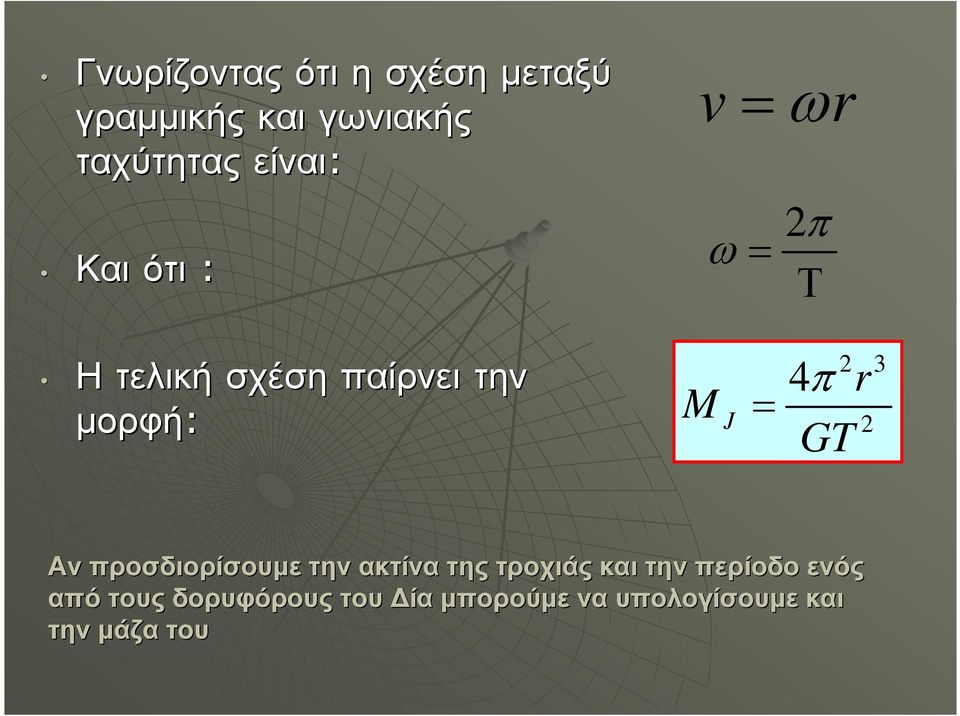 GT 2 3 2 Αν προσδιορίσουµε την ακτίνα της τροχιάς και την περίοδο