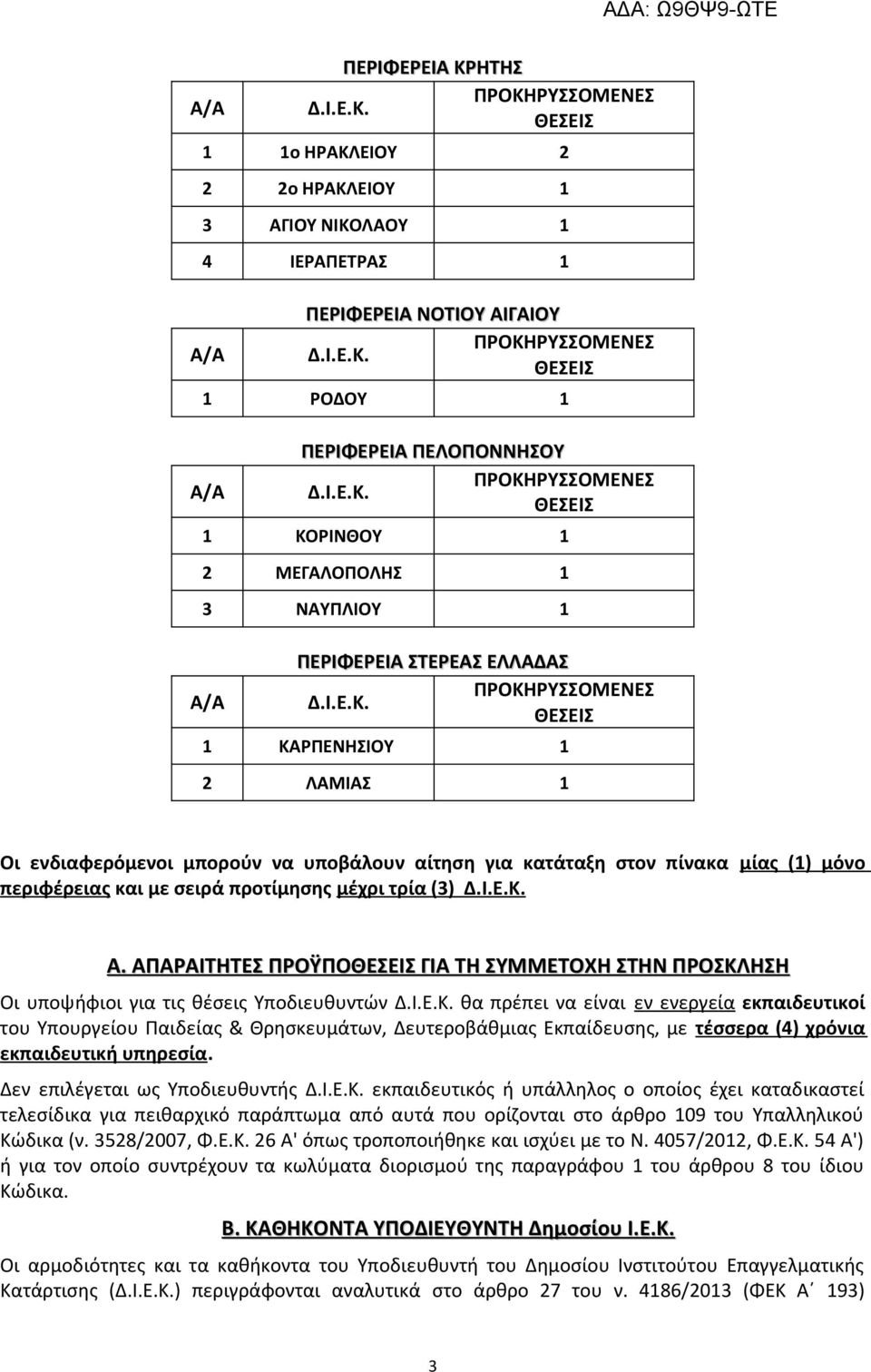 ΑΠΑΡΑΙΤΗΤΕΣ ΠΡΟΫΠΟ ΓΙΑ ΤΗ ΣΥΜΜΕΤΟΧΗ ΣΤΗΝ ΠΡΟΣΚΛΗΣΗ Οι υποψήφιοι για τις θέσεις Υποδιευθυντών θα πρέπει να είναι εν ενεργεία εκπαιδευτικοί του Υπουργείου Παιδείας & Θρησκευμάτων, Δευτεροβάθμιας