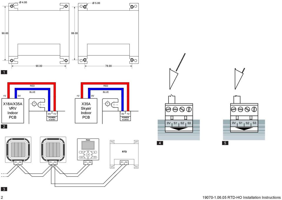 15-24VDC X35A Skyair Indoor PCB +V POWER 15-24VDC 2 S1 S2 S3