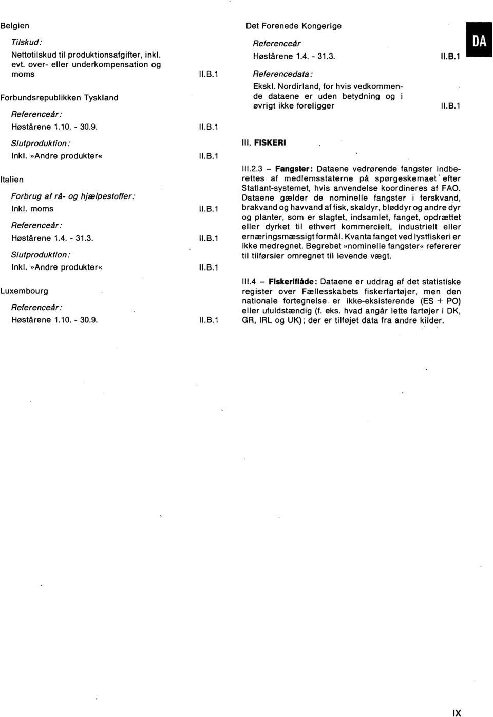 II.B. II.B. II.B. II.B. I.B. II.B. Det Forenede Kongerige Referenceår Høstårene.... Referencedata: Ekskl. Nordirland, for hvis vedkommende dataene er uden betydning og i øvrigt ikke foreligger I.