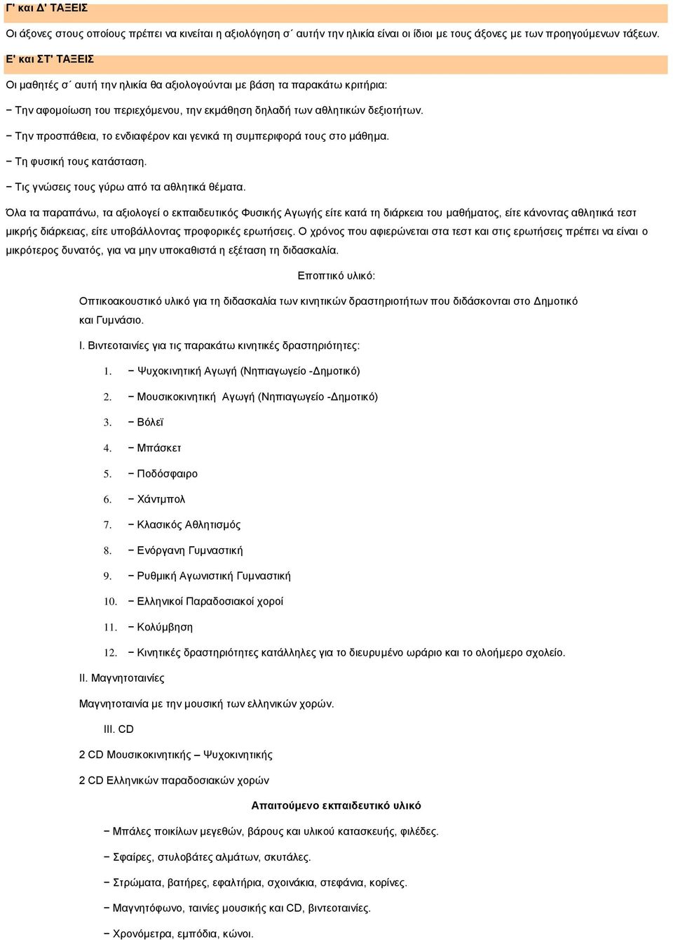 Την προσπάθεια, το ενδιαφέρον και γενικά τη συμπεριφορά τους στο μάθημα. Τη φυσική τους κατάσταση. Τις γνώσεις τους γύρω από τα αθλητικά θέματα.