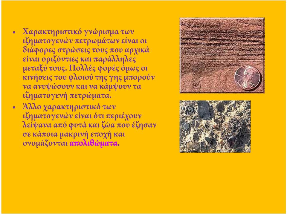 Πολλές φορές όμως οι κινήσεις του φλοιού της γης μπορούν να ανυψώσουν και να κάμψουν τα