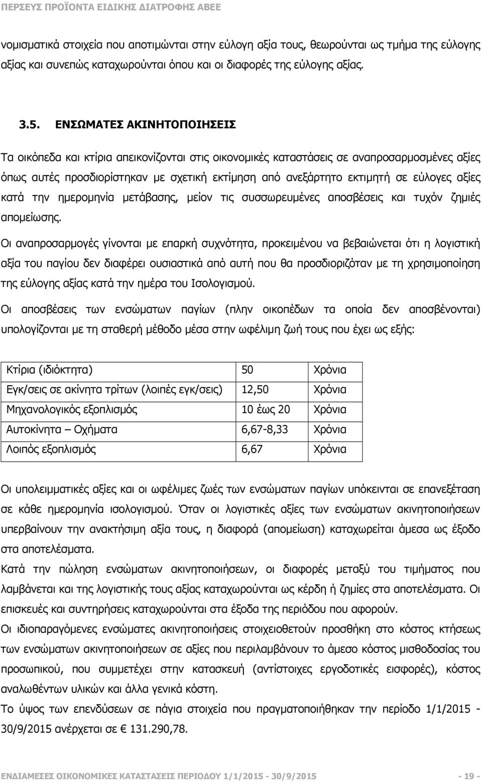 εύλογες αξίες κατά την ηµεροµηνία µετάβασης, µείον τις συσσωρευµένες αποσβέσεις και τυχόν ζηµιές αποµείωσης.