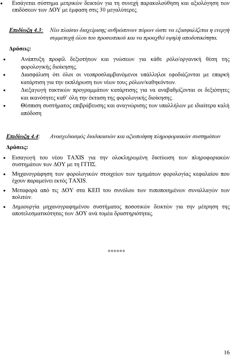 Αλάπηπμε πξνθίι δεμηνηήησλ θαη γλψζεσλ γηα θάζε ξφιν/νξγαληθή ζέζε ηεο θνξνινγηθήο δηνίθεζεο.