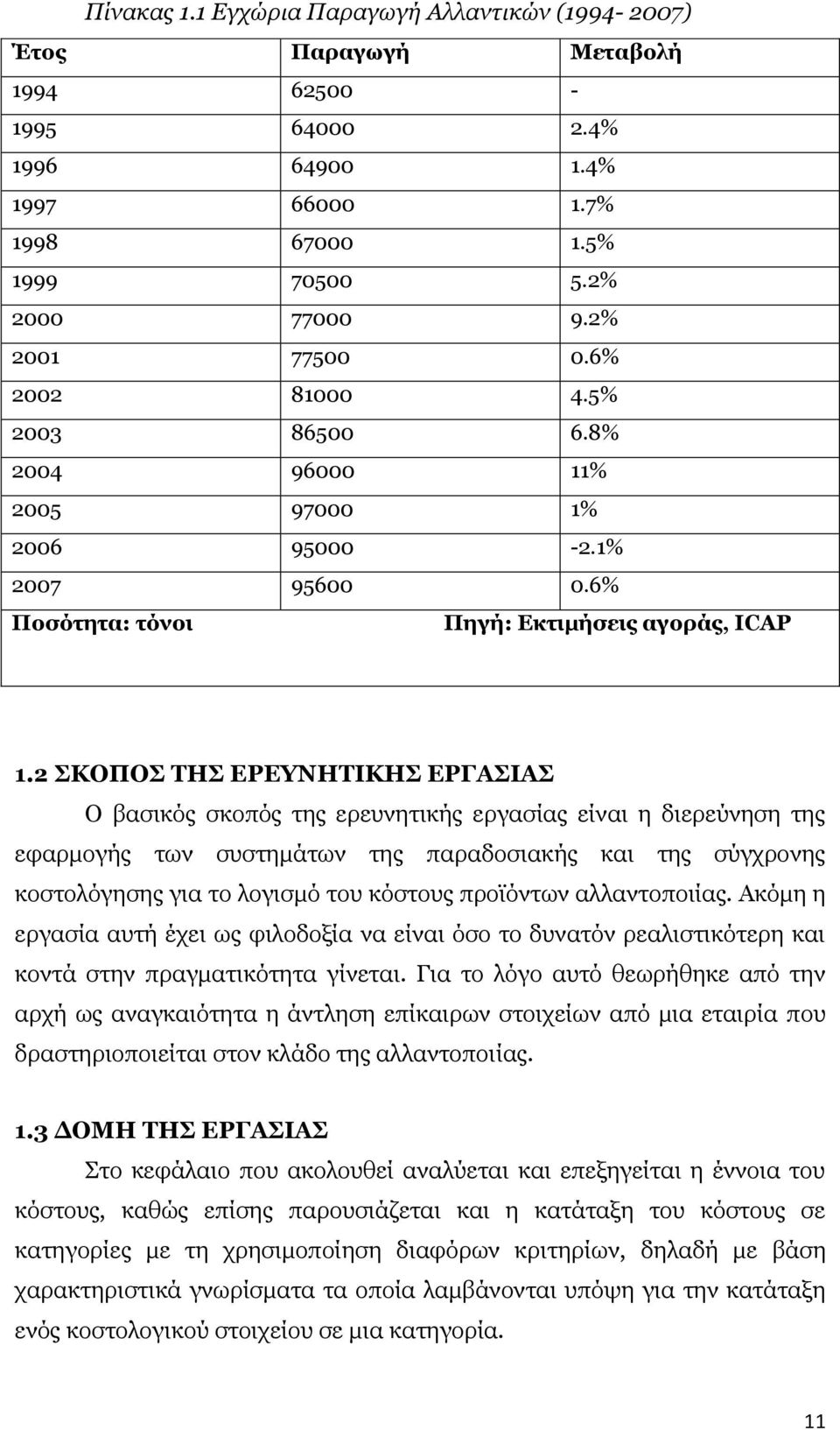 2 ΠΘΝΞΝΠ ΡΖΠ ΔΟΔΛΖΡΗΘΖΠ ΔΟΓΑΠΗΑΠ Ν βαζηθφο ζθνπφο ηεο εξεπλεηηθήο εξγαζίαο είλαη ε δηεξεχλεζε ηεο εθαξκνγήο ησλ ζπζηεκάησλ ηεο παξαδνζηαθήο θαη ηεο ζχγρξνλεο θνζηνιφγεζεο γηα ην ινγηζκφ ηνπ θφζηνπο