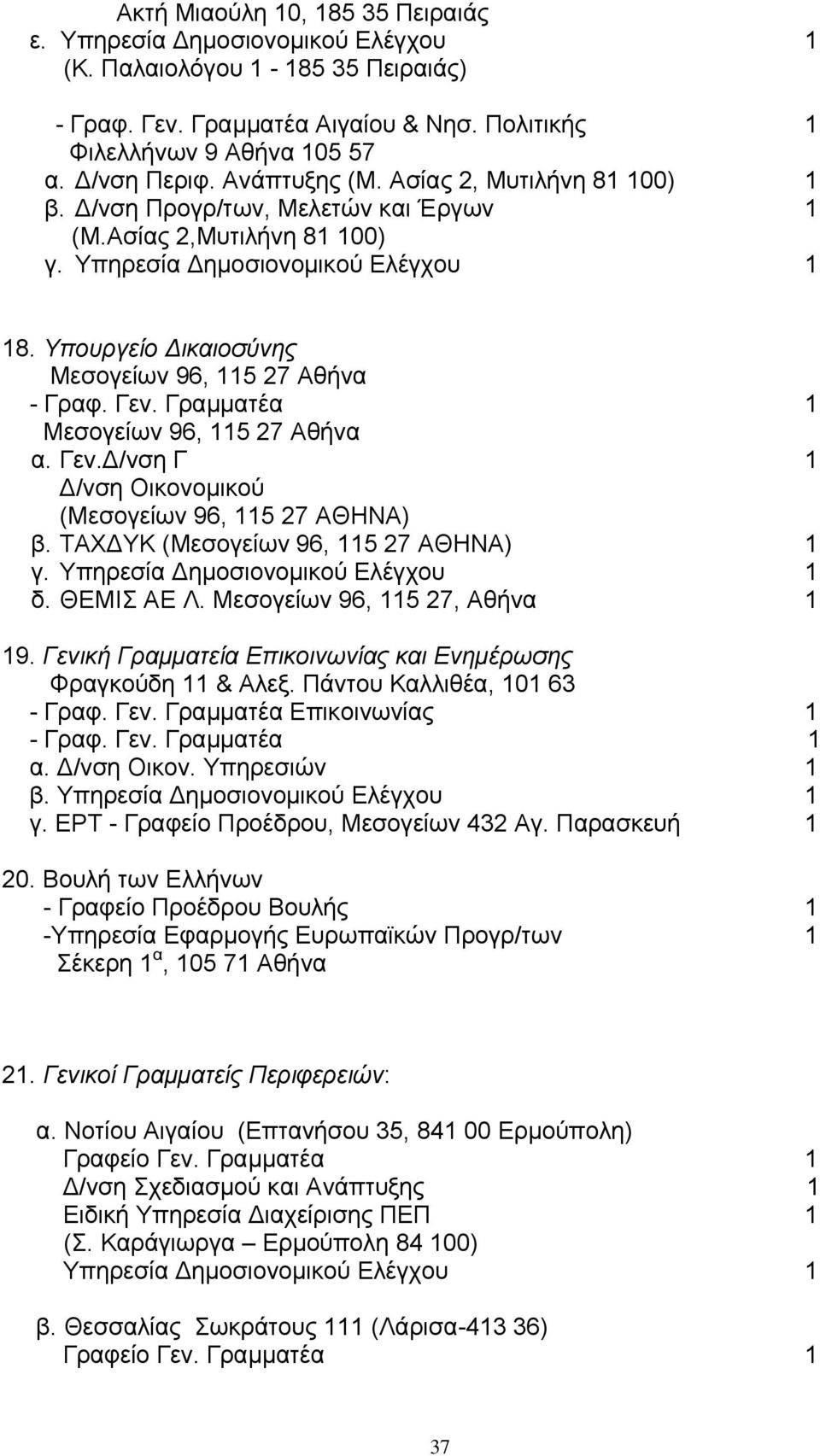 /νση Γ 1 /νση Οικονοµικού (Μεσογείων 96, 115 27 ΑΘΗΝΑ) β. ΤΑΧ ΥΚ (Μεσογείων 96, 115 27 ΑΘΗΝΑ) 1 γ. δ. ΘΕΜΙΣ ΑΕ Λ. Μεσογείων 96, 115 27, Αθήνα 1 19.