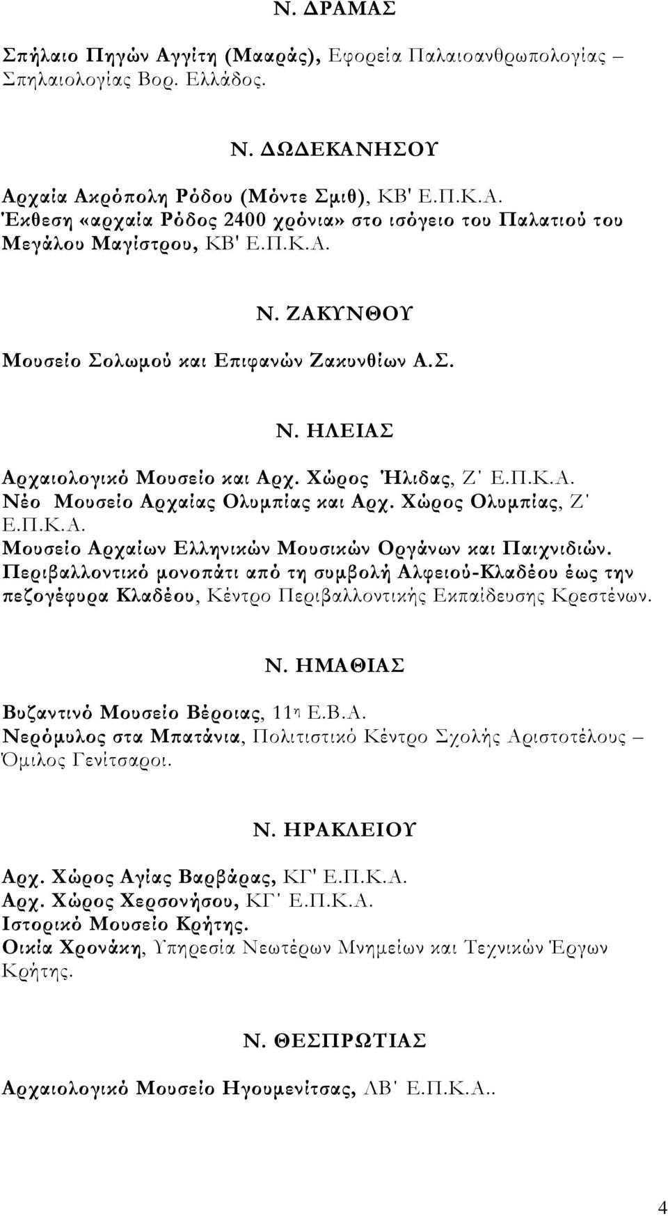 Περιβαλλοντικό µονοϖάτι αϖό τη συµβολή Αλφειού-Κλαδέου έως την ϖεζογέφυρα Κλαδέου, Κέντρο Περιβαλλοντικής Εκπαίδευσης Κρεστένων. Ν. ΗΜΑΘΙΑΣ Βυζαντινό Μουσείο Βέροιας, 11 η Ε.Β.Α. Νερόµυλος στα Μϖατάνια, Πολιτιστικό Κέντρο Σχολής Αριστοτέλους Όµιλος Γενίτσαροι.