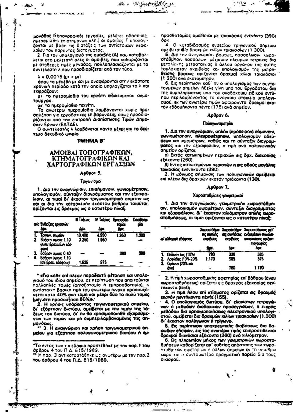 0,00 15 (μι + μι) όπου τα μεγέθη μι κοι μι αναφέρονται στην εκάστοτε χρονική περίοδο κατά την οποίο υπολογίζεται το λ και εκφράζουν: μι: το ημερομίσθιο το«εργάτη ειδικευμένου *ωμοτουργού.