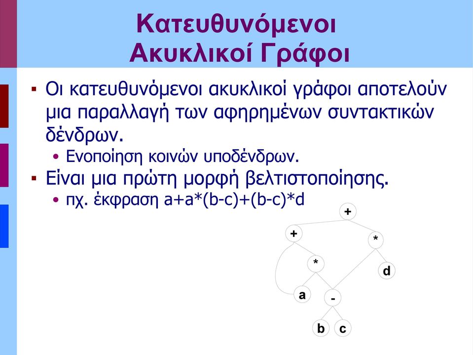 δένδρων. Ενοποίηση κοινών υποδένδρων.