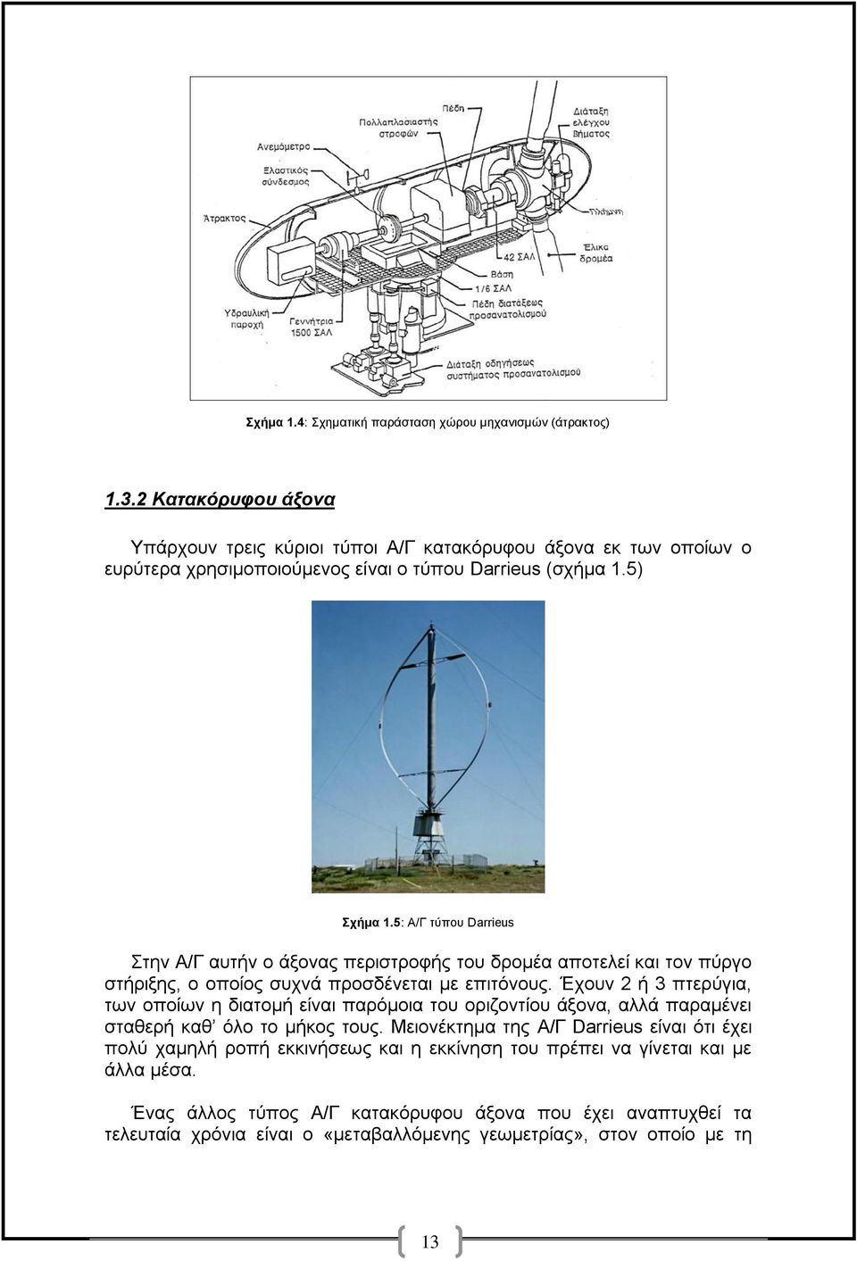 5: Α/Γ ηχπνπ Darrieus ηελ Α/Γ απηήλ ν άμνλαο πεξηζηξνθήο ηνπ δξνκέα απνηειεί θαη ηνλ πχξγν ζηήξημεο, ν νπνίνο ζπρλά πξνζδέλεηαη κε επηηφλνπο.