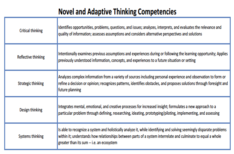 3. Καινοτόμα και προσαρμοστική σκέψη (Novel and adaptive thinking) Προηγμένες