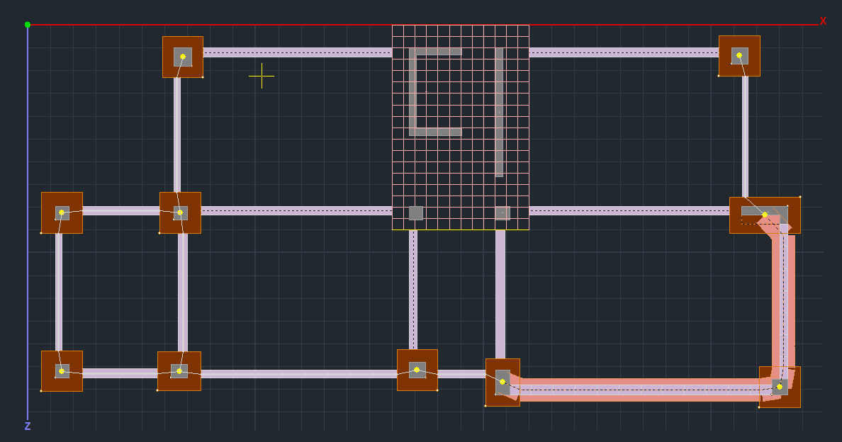 - R.Offsets (μέσα στο παράθυρο διαλόγου) και - Autotrim (μέσα στην Ενότητα Εμφάνιση>Διακόπτες) Κατόπιν εισάγετε τις πεδιλοδοκούς κάτω από τα τοιχία του υπογείου, με τη