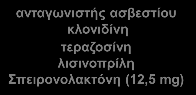 Αληηκεηώπηζε 1 ρξόλν κεηά αληαγσληζηήο αζβεζηίνπ θινληδίλε ηεξαδνζίλε ιηζηλνπξίιε πεηξνλνιαθηόλε (12,5 mg) ΑΠ:140/80