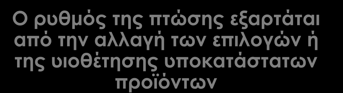 Πτώση Ο ρυθμός της πτώσης εξαρτάται από την αλλαγή των επιλογών ή της υιοθέτησης υποκατάστατων