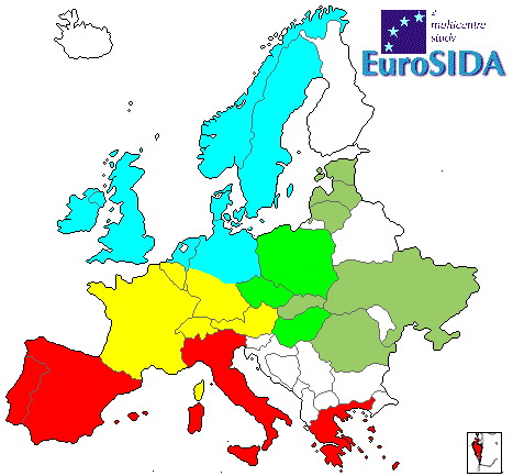 Ο επιπολασμός της ηπατίτιδας C στον πληθυσμό των HIV+ ατόμων στην Ευρώπη το 2005 (1960/5957 * ασθενών = 33%) North: 359 = 23.2 % Central: 293 = 19.