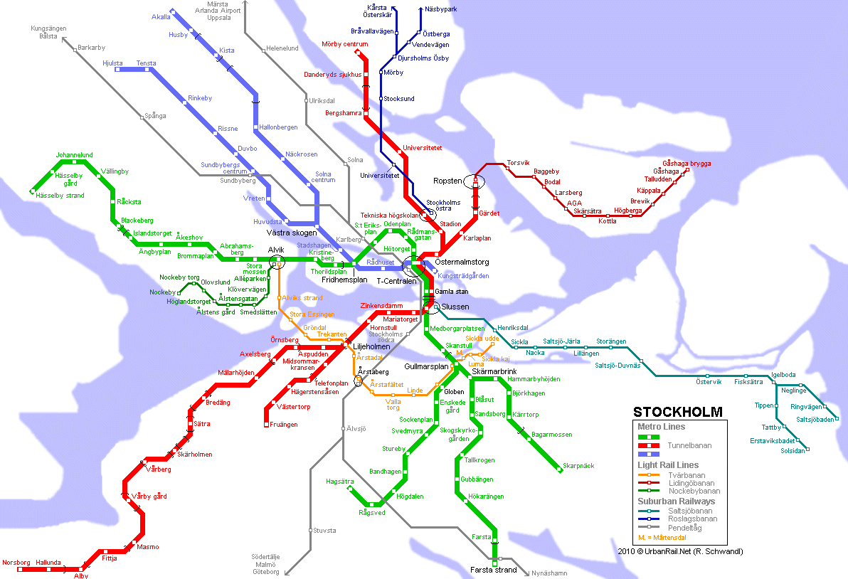 Χάρτης1: ίκτυο µετρό στη Στοκχόλµη Πηγή: www.urbanrail.
