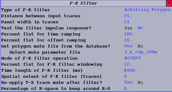 Σχήμα 4.13: Παράμετροι του φίλτρου F-K.