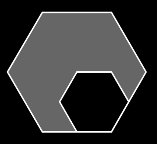 6. The length of the edges of the big regular hexagon is two times the length of the edges of the small regular hexagon. The small hexagon has an area of 4. What is the area of the big hexagon?