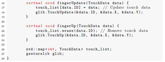 Στθν ζναρξθ θ Gesturelib ανακαλεί το αρχείο mtgesture.xml. το αρχείο αυτό περιζχει τισ επιλογζσ όπωσ θ διάςταςθ τθσ οκόνθσ, και οι επιλογζσ ανοχισ του Gesturelib.