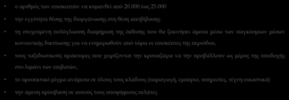 Τι μπορεί να προσδοκά ο εκθέτης από την Olympic Port Market 2016; ο αριθμός των επισκεπτών να κυμανθεί από 20.000 έως 25.