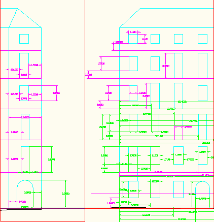 Σχήμα 8.11: Όψεις μέρους κτιρίου υπό ανάλυση, Μοντέλου Α 8.