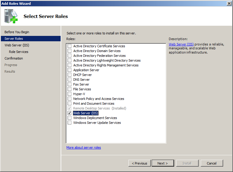 Select Server Roles Στη σελίδα